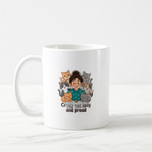 Caneca De Café Dona Louca dos Gatos — e Orgulhosa