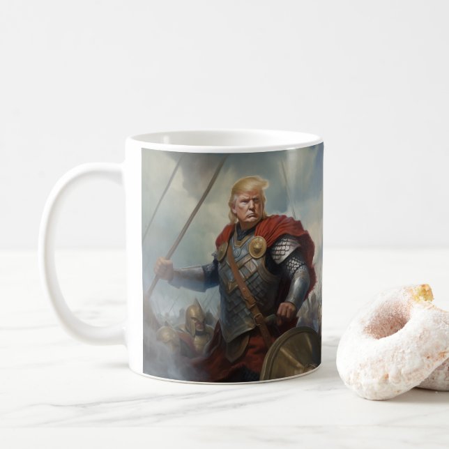 Caneca De Café Donald Trump 2024 Viking Warrior Hero Funny AI (Com Donut)