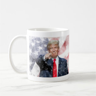 Caneca De Café Donald Trump apontando a bandeira americana