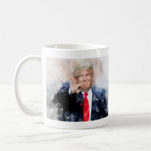 Caneca De Café Donald Trump apontando o retrato aquoso