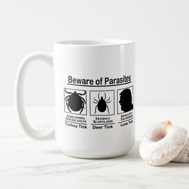 Caneca De Café Donald Trump Beware dos Parasitas (Com Donut)