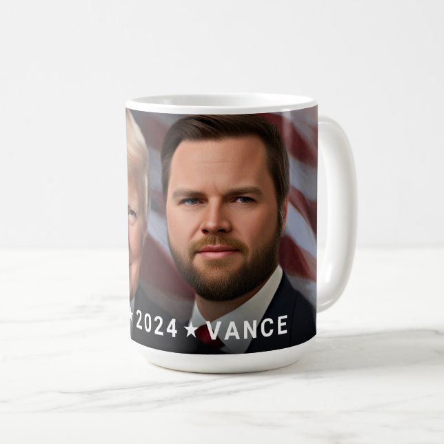 Caneca De Café Donald Trump JD Vance 2024 Política (Frente Esquerda)