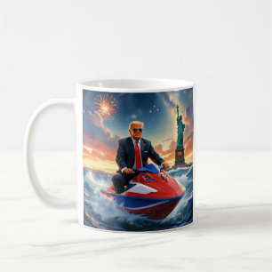 Caneca De Café Donald Trump na Estátua Jetski do Fogos de Liberda