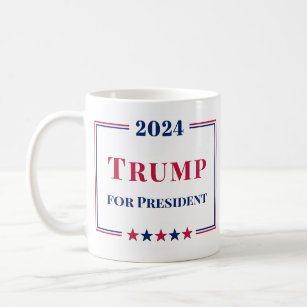 Caneca De Café Donald Trump para o presidente 2024 EUA Red White 