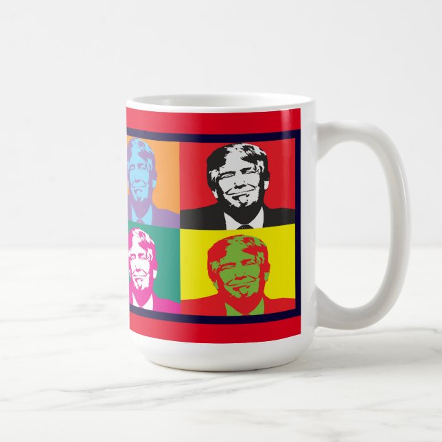 Caneca De Café Donald Trump Pop Art Clássico Tampão Branco (Direita)