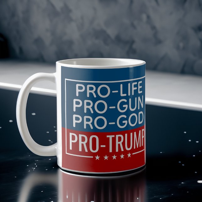 Caneca De Café Donald Trump Pro-Life Pro-Gun Pro-God Pro-Trump (trump 2024 mugs)