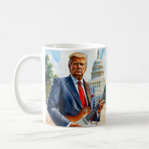 Caneca De Café Donald Trump Tocando Violão Elétrico Capitólio dos