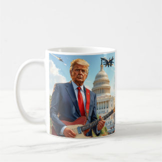 Caneca De Café Donald Trump Tocando Violão Elétrico Capitólio dos