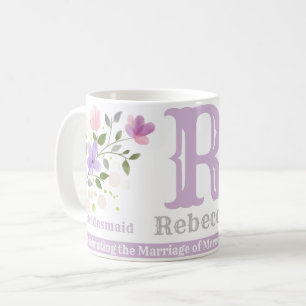 Caneca De Café Donativo de Bridesmaid com Nome & Inicial. Design
