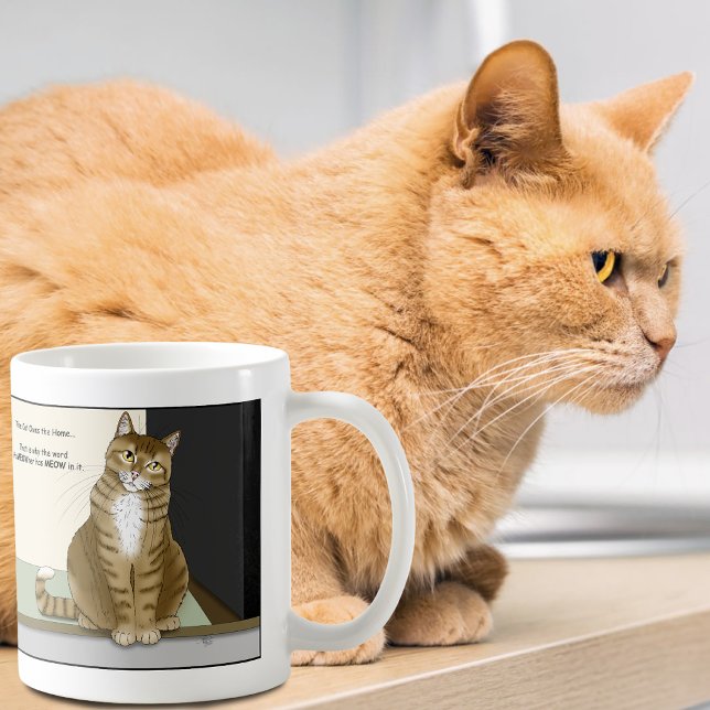 Caneca De Café Dono de Casa Laranja Tabby Divertido Gato (Criador carregado)