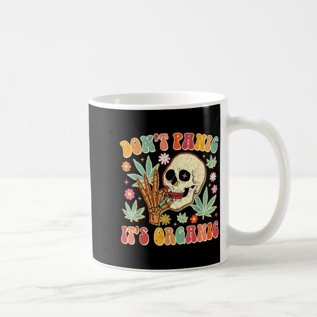 Caneca De Café Don't Panic It's Organic Weed Skull  (Direita)