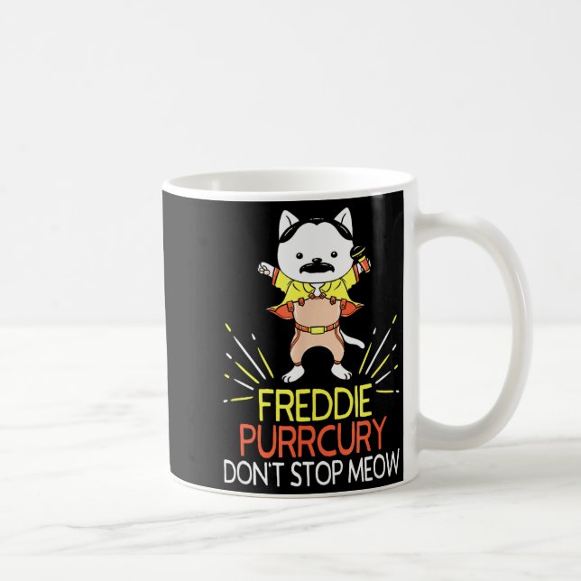 Caneca De Café Don't Stop Meow Die Purrcury Funny Cat Music Pun G (Direita)