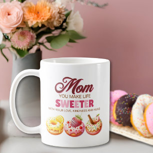 Caneca De Café Donut Adorável de Aquarela Mamãe Você Torna a Vida