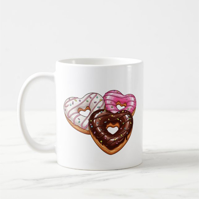 Caneca De Café Donuts em forma de coração  (Esquerda)