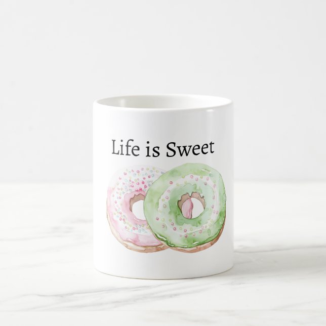 Caneca De Café Donuts Rosa Menta A Vida é Doce (Centro)