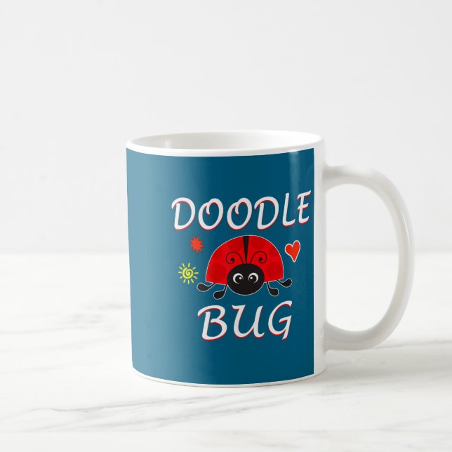 Caneca De Café Doodle Bug Funny Doodle Ladybug  (Direita)
