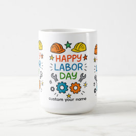 Caneca De Café Doodle Diversão Dia do Trabalho