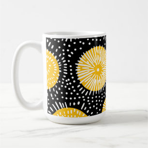 Caneca De Café Doodle explosão preto amarelo e branco