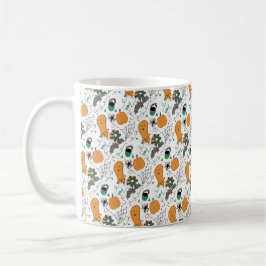 Caneca De Café Doodles bonitos do Halloween Pumpkin Ghost Bat Pat