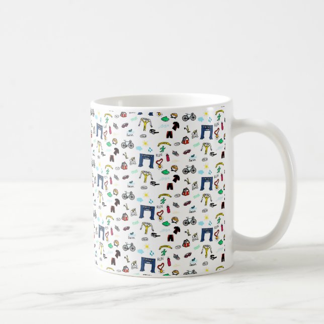 Caneca De Café Doodles do Triathlon (Direita)