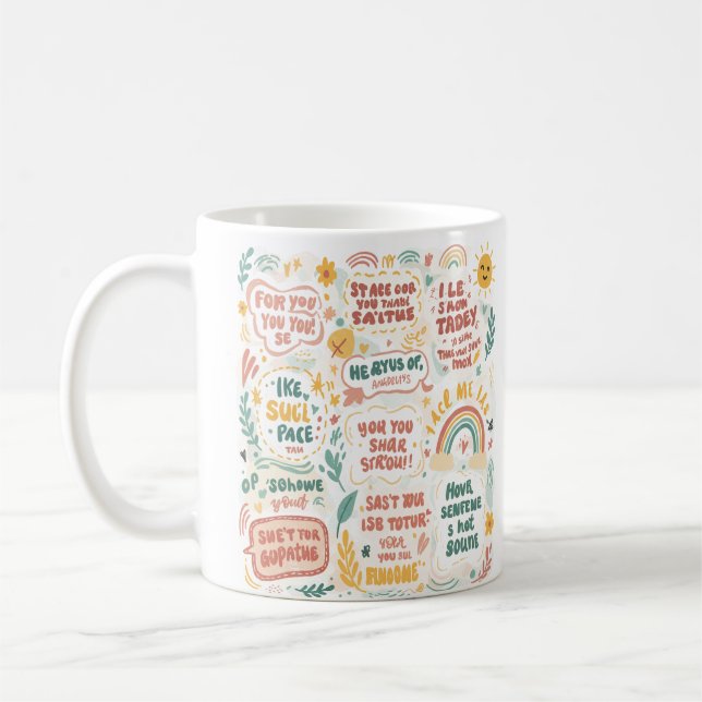 Caneca De Café Doodles significantes para uma casa feliz (Esquerda)
