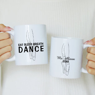 Caneca De Café Dormir Dança Respiratória Preta e Branca