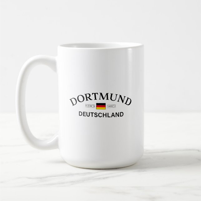 Caneca De Café Dortmund Deutschland Coordenadas Alemão (Esquerda)