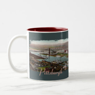 Caneca de café dos 1800s de Pittsburgh do vintage