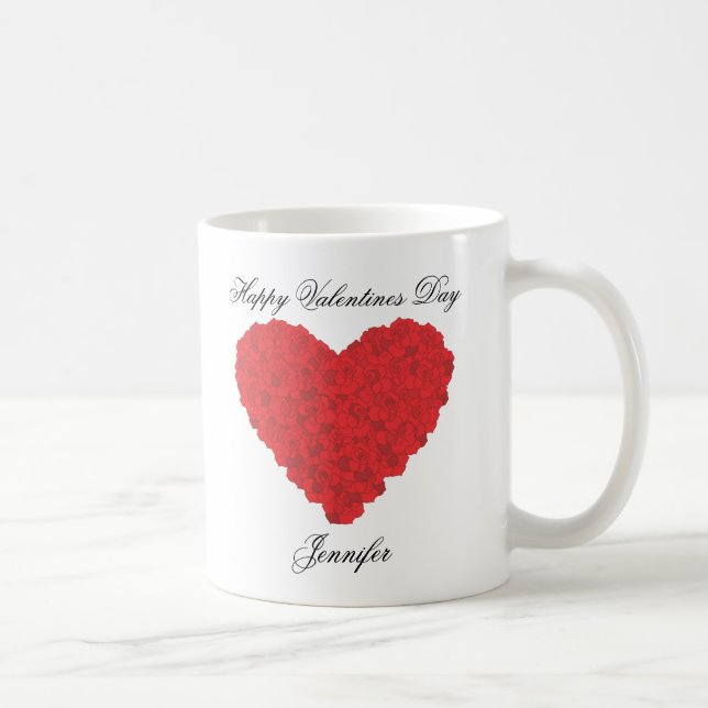 Caneca de café dos corações das rosas vermelhas (Direita)