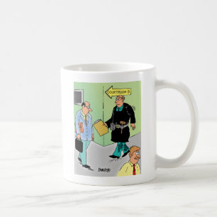 Caneca de café dos desenhos animados do juiz