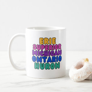 Caneca de Café dos Grandes Lagos com Texto Arco-Ír
