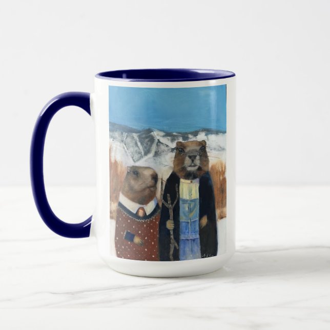 Caneca de Café dos Marmotas (Gótico Americano) (Esquerda)