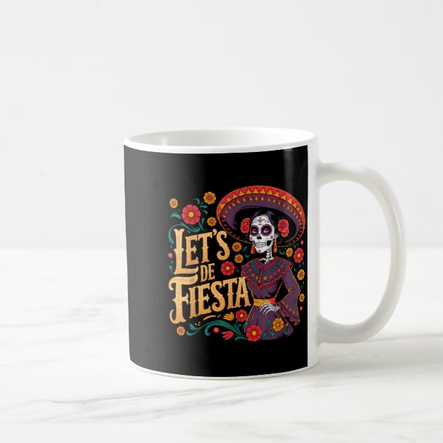 Caneca De Café Dos mortos a catrina sugar skull cinco de maio (Direita)