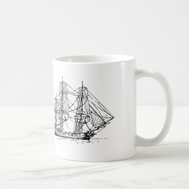 Caneca de Café dos Navios Altos e Âncoras do Marin (Direita)