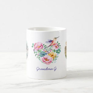 Caneca De Café Dotação de Foto do Hummingbird Floral Watercolor