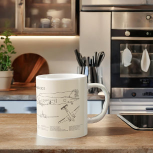 Caneca De Café Douglas DC-3 - Planos de Desenho de Esquema de Avi
