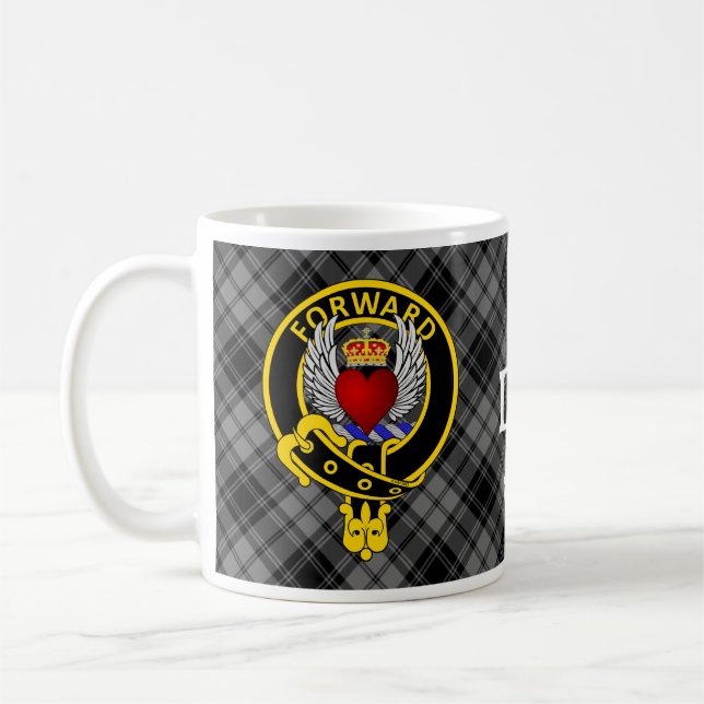 Caneca De Café Douglas "FORWARD" Crest na Cinza Douglas Tartan Mu (Esquerda)