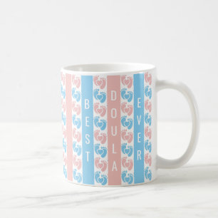 Caneca De Café DOULA de Pegadas Listradas Personalizadas Pastel