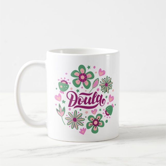 Caneca De Café Doula Mug com Floral Design (Esquerda)