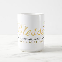 Caneca De Café Dourada caligrafia personalizada Nome Ação de Graç