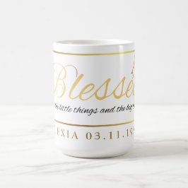 Caneca De Café Dourada caligrafia personalizada Nome Ação de Graç