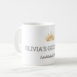 Caneca De Café Dourada Coroa Estabelece Ano de Cristo Padrinho