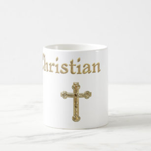 Caneca De Café Dourada Cruz Cristã