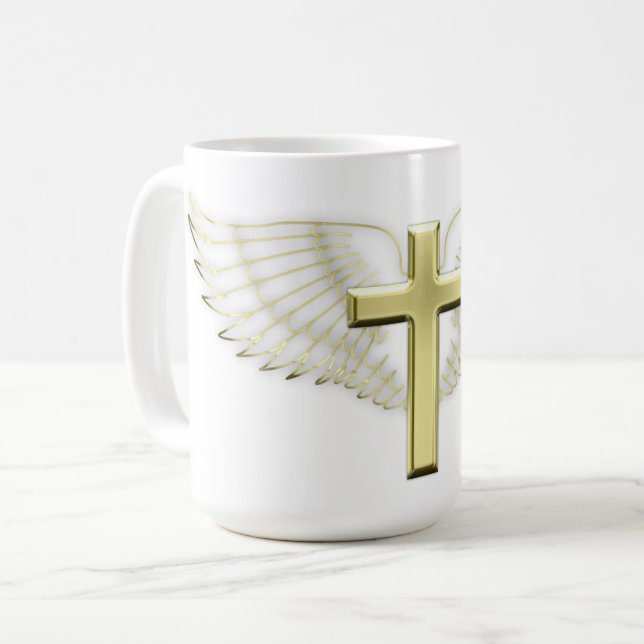 Caneca De Café Dourada Cruz Wing (Frente Esquerda)