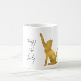 Caneca De Café Dourada Dama de Gato Louco