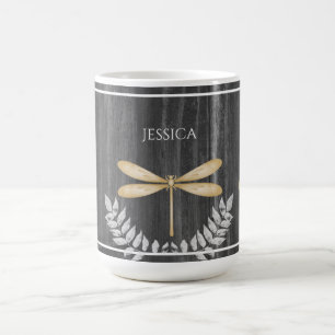 Caneca De Café Dourada Dragonfly Rustic Coffee Mug Personalizado