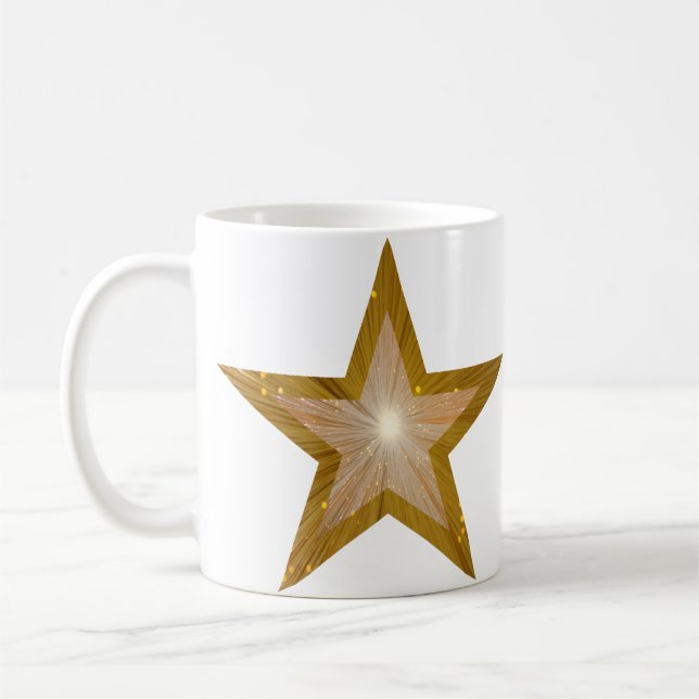 Caneca De Café Dourada Estrela branca de caneca! (Esquerda)