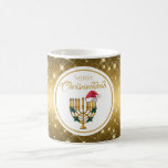 Caneca De Café Dourada Feliz Menorah Chrismukkah Hanukkah<br><div class="desc">Dourada Feliz Menorah Chrismukkah Hanukkah Coffee Mug</div>