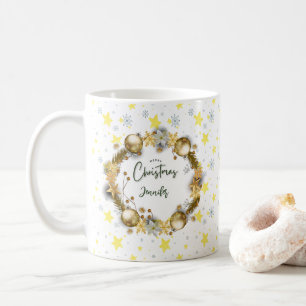 Caneca De Café Dourada Fera de Natal Personalizada