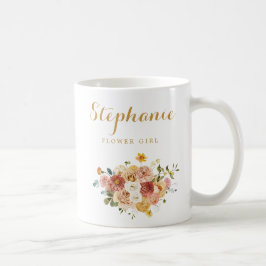 Caneca De Café Dourada Flor Rosa Personalizada
